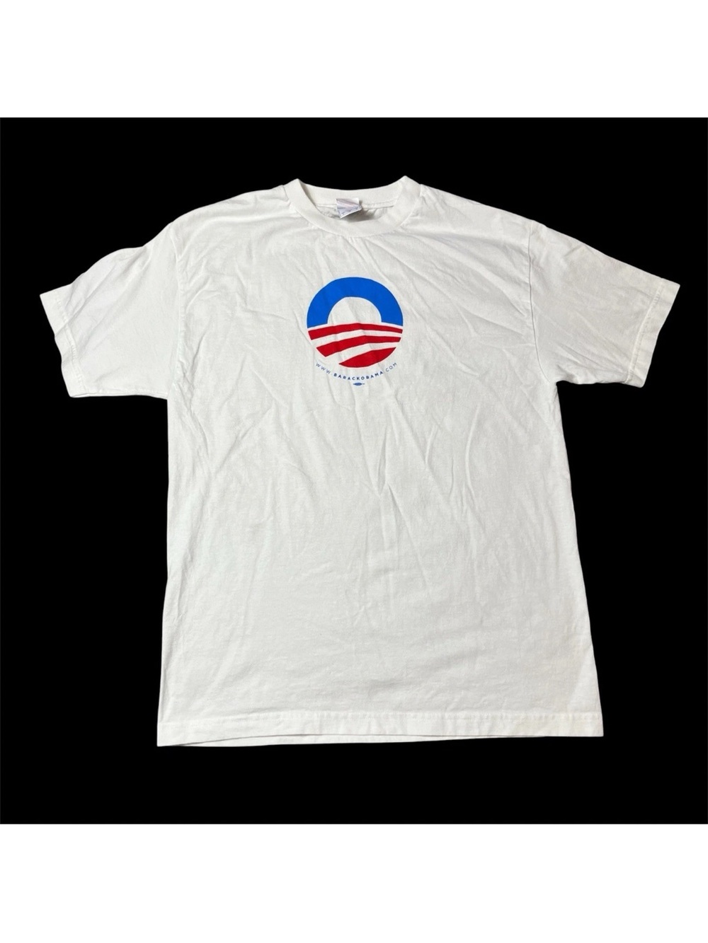 Vintage Barack Obama White Campaign T Shirt Size Large